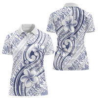 Hawaii Plumeria Lokelani Pikake Lei Women Polo Shirt Navy Blue Polynesian Tattoo LT9 - Polynesian Pride