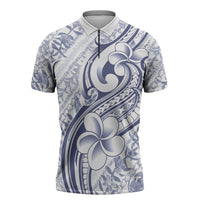 Hawaii Plumeria Lokelani Pikake Lei Zipper Polo Shirt Navy Blue Polynesian Tattoo LT9 Navy Blue - Polynesian Pride