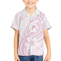 Hawaii Plumeria Lokelani Pikake Lei Family Matching Short Sleeve Bodycon Dress and Hawaiian Shirt Poni Mama Polynesian Tattoo LT9 Son's Shirt Pink - Polynesian Pride