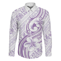 Hawaii Plumeria Lokelani Pikake Lei Family Matching Off The Shoulder Long Sleeve Dress and Hawaiian Shirt Poni Polynesian Tattoo LT9 Dad's Shirt - Long Sleeve Purple - Polynesian Pride