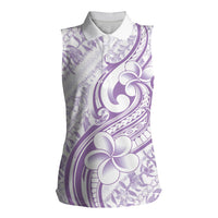 Hawaii Plumeria Lokelani Pikake Lei Women Sleeveless Polo Shirt Poni Polynesian Tattoo LT9 Female Purple - Polynesian Pride
