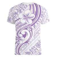 Hawaii Plumeria Lokelani Pikake Lei Women V-Neck T-Shirt Poni Polynesian Tattoo LT9 - Polynesian Pride