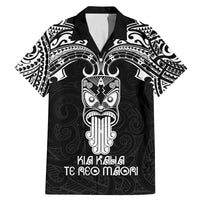 New Zealand Te Reo Maori Family Matching Mermaid Dress and Hawaiian Shirt Kia Kaha Maori Language Week Black Style LT9 Dad's Shirt - Short Sleeve Black - Polynesian Pride