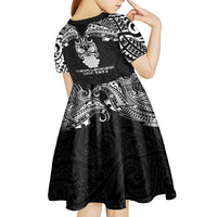 New Zealand Te Reo Maori Kid Short Sleeve Dress Kia Kaha Maori Language Week Black Style LT9 - Polynesian Pride