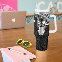 Personalised New Zealand Te Reo Maori Tumbler With Handle Kia Kaha Maori Language Week Black Style LT9 - Polynesian Pride