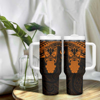Personalised New Zealand Te Reo Maori Tumbler With Handle Kia Kaha Maori Language Week Gold Style LT9 - Polynesian Pride