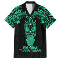 Personalised New Zealand Te Reo Maori Family Matching Off Shoulder Long Sleeve Dress and Hawaiian Shirt Kia Kaha Maori Language Week Green Style LT9 Dad's Shirt - Short Sleeve Green - Polynesian Pride