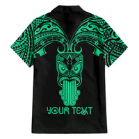 Personalised New Zealand Te Reo Maori Family Matching Off Shoulder Maxi Dress and Hawaiian Shirt Kia Kaha Maori Language Week Green Style LT9 - Polynesian Pride
