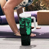 Personalised New Zealand Te Reo Maori Tumbler With Handle Kia Kaha Maori Language Week Green Style LT9 - Polynesian Pride