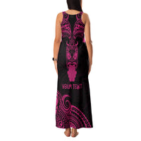 Personalised New Zealand Te Reo Maori Family Matching Tank Maxi Dress and Hawaiian Shirt Kia Kaha Maori Language Week Pink Style LT9 - Polynesian Pride