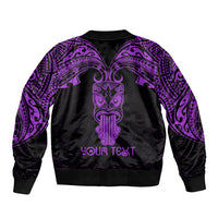 Personalised New Zealand Te Reo Maori Bomber Jacket Kia Kaha Maori Language Week Purple Style LT9 - Polynesian Pride