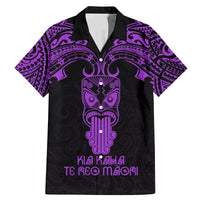 Personalised New Zealand Te Reo Maori Family Matching Mermaid Dress and Hawaiian Shirt Kia Kaha Maori Language Week Purple Style LT9 Dad's Shirt - Short Sleeve Purple - Polynesian Pride