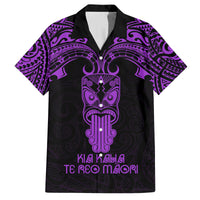 Personalised New Zealand Te Reo Maori Family Matching Tank Maxi Dress and Hawaiian Shirt Kia Kaha Maori Language Week Purple Style LT9 Dad's Shirt - Short Sleeve Purple - Polynesian Pride