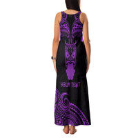 Personalised New Zealand Te Reo Maori Family Matching Tank Maxi Dress and Hawaiian Shirt Kia Kaha Maori Language Week Purple Style LT9 - Polynesian Pride
