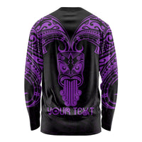 Personalised New Zealand Te Reo Maori Long Sleeve Shirt Kia Kaha Maori Language Week Purple Style LT9 - Polynesian Pride