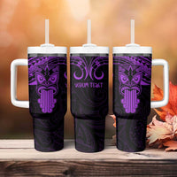 Personalised New Zealand Te Reo Maori Tumbler With Handle Kia Kaha Maori Language Week Purple Style LT9 - Polynesian Pride