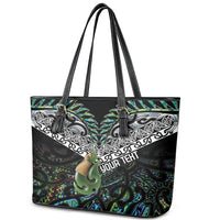 Personalised Maori Manaia Leather Tote Bag New Zealand Tribal Hei Matau Papua Shell LT9 - Polynesian Pride