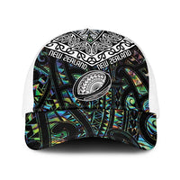 New Zealand Baseball Net Cap Maori Rugby Tattoo Papua Shell LT9 One Size White Green - Polynesian Pride