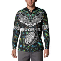 Custom New Zealand Button Sweatshirt Maori Rugby Tattoo Papua Shell LT9 - Polynesian Pride