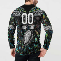 Custom New Zealand Button Sweatshirt Maori Rugby Tattoo Papua Shell LT9 - Polynesian Pride