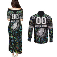 Custom New Zealand Couples Matching Puletasi and Long Sleeve Button Shirt Maori Rugby Tattoo Papua Shell LT9 - Polynesian Pride