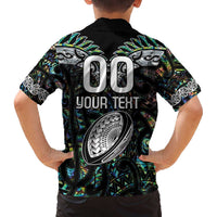 Custom New Zealand Family Matching Off The Shoulder Long Sleeve Dress and Hawaiian Shirt Maori Rugby Tattoo Papua Shell LT9 - Polynesian Pride