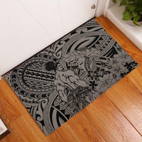 Beauty and The Warrior Polynesian Valentine Rubber Doormat Hibiscus FLowers Brown Style LT9 Brown - Polynesian Pride