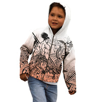 Beauty and The Warrior Polynesian Valentine Kid Hoodie Hibiscus FLowers Orange Style LT9 - Polynesian Pride