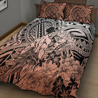Beauty and The Warrior Polynesian Valentine Quilt Bed Set Hibiscus FLowers Orange Style LT9 - Polynesian Pride