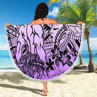 Beauty and The Warrior Polynesian Valentine Beach Blanket Hibiscus FLowers Purple Style LT9 - Polynesian Pride