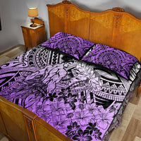 Beauty and The Warrior Polynesian Valentine Quilt Bed Set Hibiscus FLowers Purple Style LT9 - Polynesian Pride