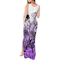 Beauty and The Warrior Polynesian Valentine Tank Maxi Dress Hibiscus FLowers Purple Style LT9 - Polynesian Pride
