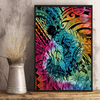 Beauty and The Warrior Polynesian Valentine Canvas Wall Art Hibiscus FLowers Rainbow Style LT9 - Polynesian Pride