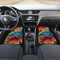 Beauty and The Warrior Polynesian Valentine Car Mats Hibiscus FLowers Rainbow Style LT9 - Polynesian Pride