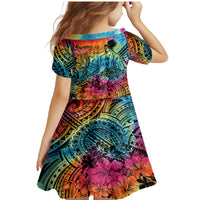 Beauty and The Warrior Polynesian Valentine Family Matching Mermaid Dress and Hawaiian Shirt Hibiscus FLowers Rainbow Style LT9 - Polynesian Pride