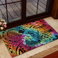 Beauty and The Warrior Polynesian Valentine Rubber Doormat Hibiscus FLowers Rainbow Style LT9 - Polynesian Pride