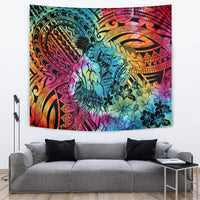 Beauty and The Warrior Polynesian Valentine Tapestry Hibiscus FLowers Rainbow Style LT9 - Polynesian Pride