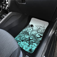 Beauty and The Warrior Polynesian Valentine Car Mats Hibiscus FLowers Turquoise Style LT9 - Polynesian Pride