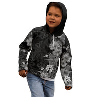 Hawaii Tropical Flowers Tribal Pattern Kid Hoodie Black Style LT9 - Polynesian Pride
