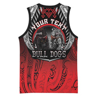 Aotearoa Bulldog Personalised Basketball Jersey Maori Kowhaiwhai Motif - Polynesian Pride