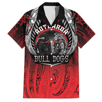 Aotearoa Bulldog Personalised Family Matching Off Shoulder Short Dress and Hawaiian Shirt Maori Kowhaiwhai Motif
