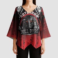 Aotearoa Bulldog Personalised Kimono Sleeve Blouse Maori Kowhaiwhai Motif - Polynesian Pride