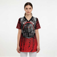 Aotearoa Bulldog Personalised Scrub Top Maori Kowhaiwhai Motif - Polynesian Pride