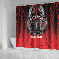 Aotearoa Bulldog Personalised Shower Curtain Maori Kowhaiwhai Motif