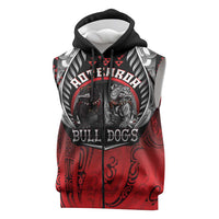 Aotearoa Bulldog Personalised Sleeveless Zip Hoodie Maori Kowhaiwhai Motif LT9 Red - Polynesian Pride