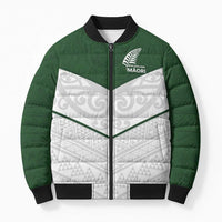 Custom New Zealand Maori Niho Taniwha Bomber Puffer Jacket LT9 Unisex Green - Polynesian Pride