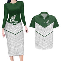 Custom New Zealand Maori Niho Taniwha Couples Matching Long Sleeve Bodycon Dress and Hawaiian Shirt