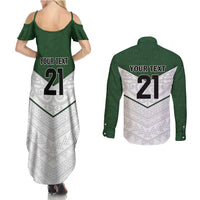 Custom New Zealand Maori Niho Taniwha Couples Matching Summer Maxi Dress and Long Sleeve Button Shirt