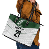 Custom New Zealand Maori Niho Taniwha Leather Tote Bag