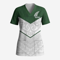 Custom New Zealand Maori Niho Taniwha Scrub Top - Polynesian Pride